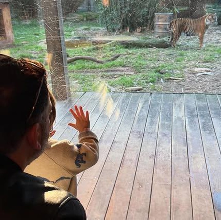 <p>Ditemani sang Ayah, Bader, Luai juga terlihat serius mengamati harimau dari kejauhan di balik kaca. Rasa ingin tahunya tergambar jelas dalam potret ini ya, Bunda. (Foto: Instagram @lindsaylohan)</p>