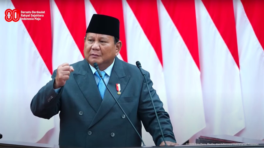 Presiden Prabowo Subianto Indonesia harus memperkuat pertahanan agar tak menjadi sapi perah bangsa lain. (YouTube Setpres) Presiden Prabowo Subianto Indonesia harus memperkuat pertahanan agar tak menjadi sapi perah bangsa lain. (YouTube Setpres)