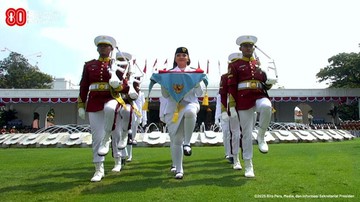 Formasi 80 oleh Paskibraka saat Pengibaran Merah Putih di Istana