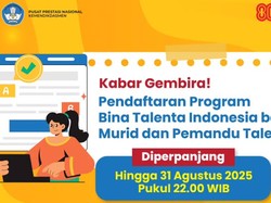 Pendaftaran Bina Talenta Indonesia 2025 Diperpanjang, Siswa-Guru Bisa Ikutan
