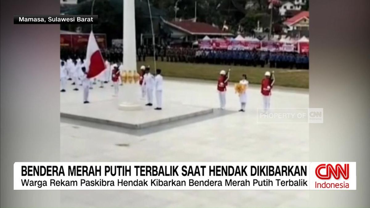 VIDEO: Bendera Merah Putih Terbalik Saat Hendak Dikibarkan