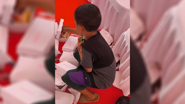 Dua bocah di Gowa viral usai mengumpulkan sisa makanan pejabat dan undangan peringatan HUT RI ke-80.