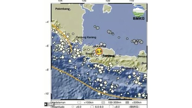 Gempa berkekuatan magnitudo 4,9 mengguncang wilayah Bekasi, Rabu malam (20/8). BMKG ungkap pemicunya.