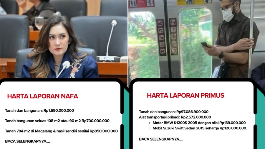 Perbandingan harta anggota DPR yang dulunya mantan kekasih, Nafa Urbach dan Primus Perbandingan harta anggota DPR yang dulunya mantan kekasih, Nafa Urbach dan Primus