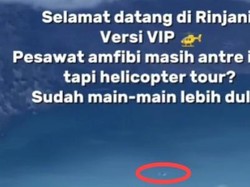 Viral Helikopter Terbang di Kaldera Gunung Rinjani, TNGR: Tak Ada Izin