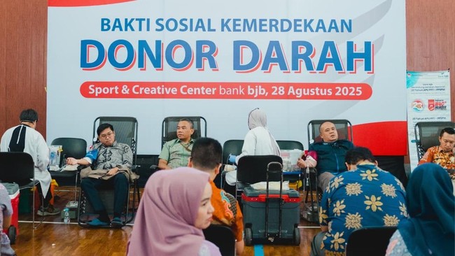 Dalam rangka HUT ke-80 RI, bank bjb menggelar donor darah "Setetes Darah, Sejuta Harapan" untuk mendukung kesehatan masyarakat dan memenuhi kebutuhan darah.