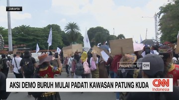 VIDEO: Massa Buruh Mulai Padati Kawasan Patung Kuda
