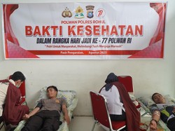 Puluhan Personel Polres Rohul Donor Darah Sambut HUT Polwan Ke-77