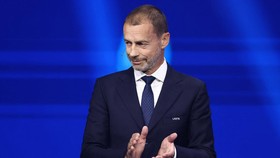 Soccer Football - UEFA Champions League Draw - Grimaldi Forum, Monaco - August 28, 2025UEFA President Aleksander Ceferin on stage before the draw REUTERS/Stephane Mahe