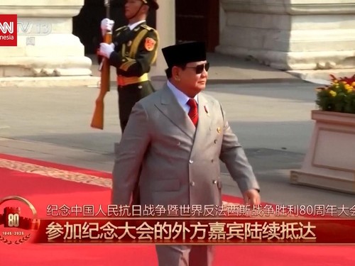 VIDEO: Senyum Semringah Prabowo Disambut Xi di Parade Militer China