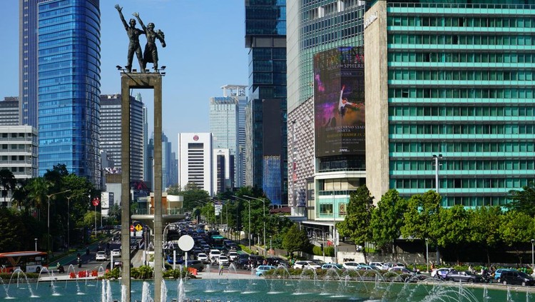 Ilustrasi Bundaran HI Jakarta Selamat Datang Monument (Selamat Datang is Indonesian for