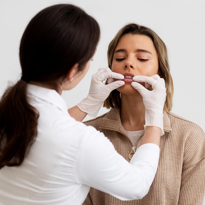 Kalau bibir tiba-tiba berubah warna tanpa alasan jelas, atau muncul bercak yang makin besar, terasa nyeri, bahkan berdarah, segera konsultasikan ke dokter./Foto: Freepik