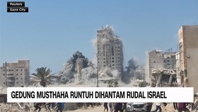 VIDEO: Gedung Musthaha Runtuh Dihantam Rudal Isral