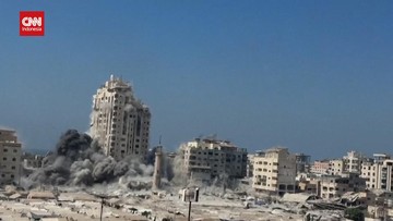 VIDEO: Detik-detik Israel Hancurkan Menara Mushtaha di Gaza