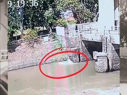 Diduga Bunuh Diri, Pria di Surabaya Lompat ke Sungai Jagir Terekam CCTV