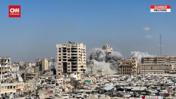 VIDEO: Gedung di Gaza Rata dengan Tanah Dirudal Israel