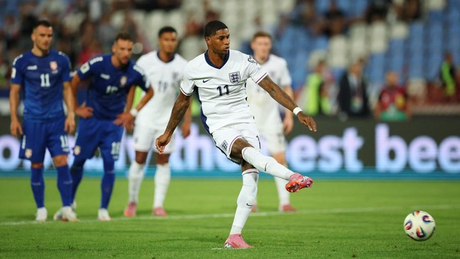 Timnas Inggris meraih kemenangan telak 5-0 atas Serbia dalam laga kedua Grup K Kualifikasi Piala Dunia 2026 di Stadion Red Star, Rabu (10/9) dini hari WIB.