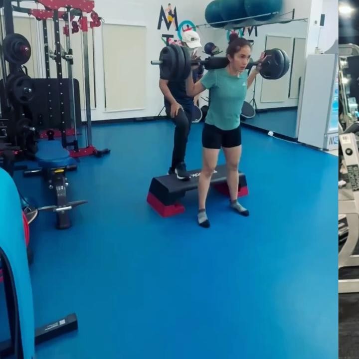 <p>Di salah satu unggahan di video, Ussy menunjukkan aktivitas olahraga angkat beban berat yang dilakukannya di gym. Melalui video ini, Ussy seperti ingin menunjukkan bahwa ia sedang tidak hamil. (Foto: Instagram @ussypratama)</p>