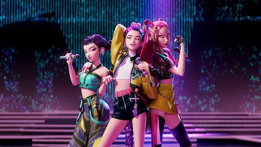 HUNTR/X Girlband HUNTR/X dalam film K-Pop Demon Hunters.