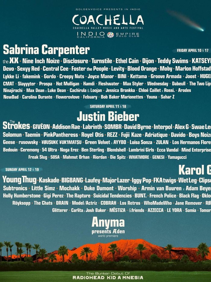 Coachella telah membagikan daftar line-up yang mengisi Coachella 2026 mendatang. Sejumlah nama artis Korea seperti BIGBANG dan Taemin turut diperkenalkan.