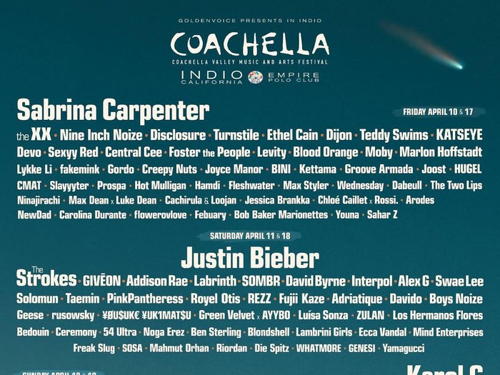 Coachella telah membagikan daftar line-up yang mengisi Coachella 2026 mendatang. Sejumlah nama artis Korea seperti BIGBANG dan Taemin turut diperkenalkan.