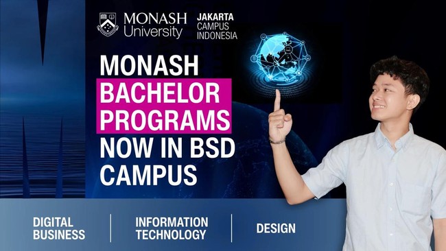 Monash University meluncurkan program sarjana pertama di Indonesia pada 2026 guna mendukung visi Indonesia Emas 2045 melalui akses pendidikan global.
