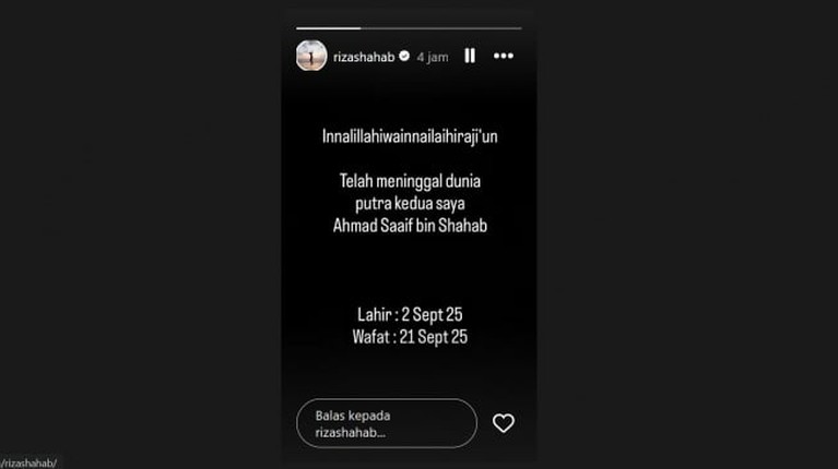 Anak Kedua Riza Shahab Meninggal Dunia Anak Kedua Riza Shahab Meninggal Dunia
