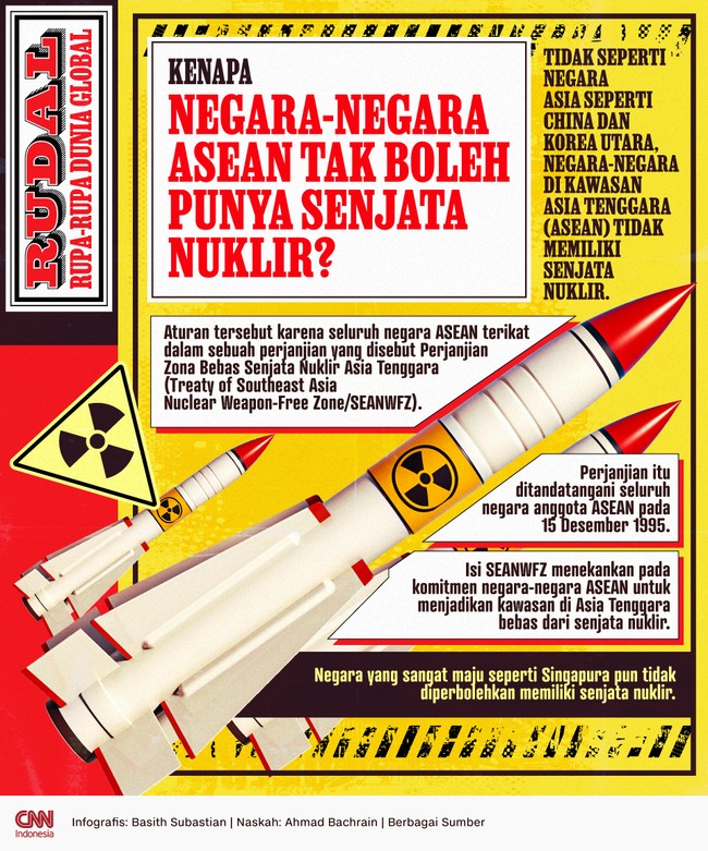 Tidak seperti negara Asia seperti China dan Korea Utara, negara-negara di kawasan Asia Tenggara (ASEAN) tidak memiliki senjata nuklir.