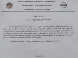 Beredar Surat Distribusi MBG di Lampung Timur Disetop Sementara