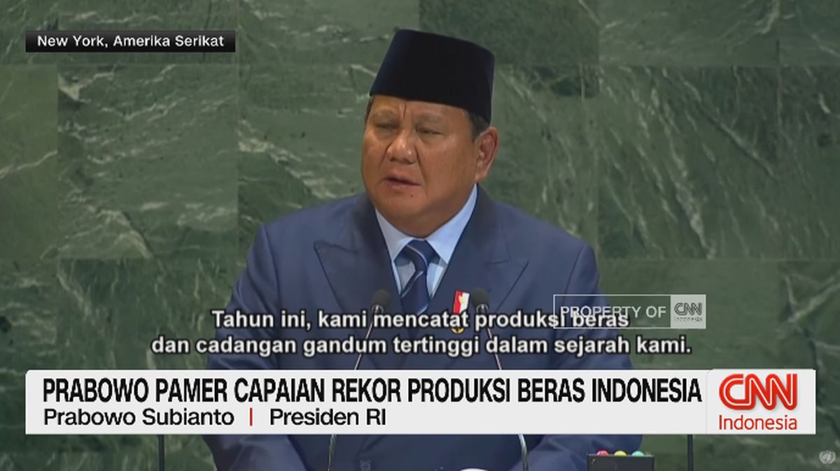 VIDEO: Prabowo Pamer Rekor Produksi Beras Indonesia di PBB