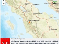 Gempa Berkekuatan M 3,0 Guncang Padangsidimpuan Malam Ini