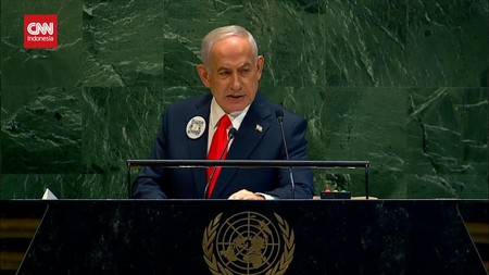 VIDEO: Pidato di PBB Pakai Dasi Merah, Netanyahu 'Caper' Puji Prabowo