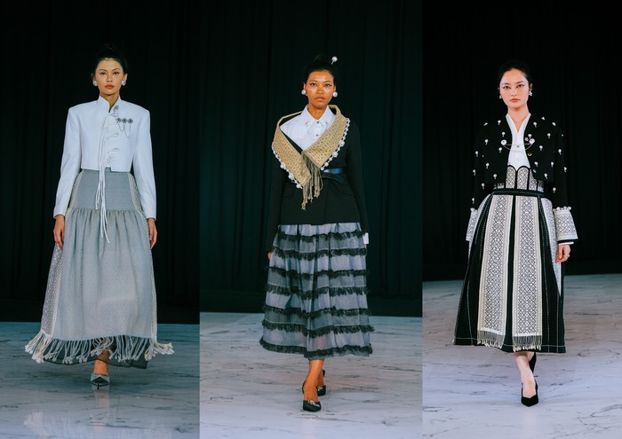 Koleksi Wilsen Willim untuk Cita Tenun Indonesia gunakan selendang tenun Dayak Iban.