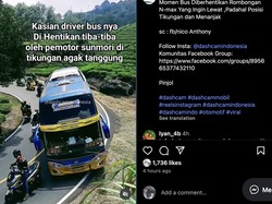 Viral Rombongan Nmax Berhentikan Bus di Tikungan
