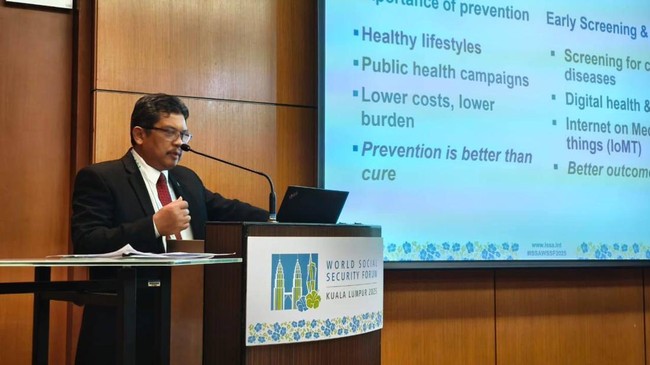 Indonesia memperkenalkan inovasi Long Term Care di WSSF 2025, BPJS Kesehatan berbagi pengalaman dalam mengelola jaminan kesehatan terbesar dunia.