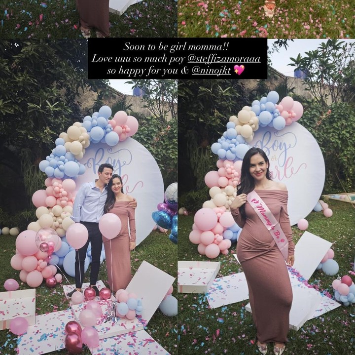 <p>Tamu lain yang juga hadir adalah aktris Mikha Tambayong. Perempuan 31 tahun ini juga mengunggah potretnya bersama Steffi dan Nino. "<em>Soon to be girl mommma!! Love uuu so much poy @@steffizamoraaa, so happy for you &amp; @ninojkt</em>," tulis Mikha. (Foto: Instagram @@steffizamoraaa)</p>
