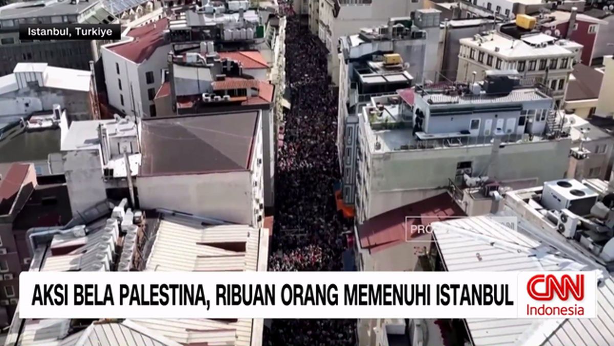 VIDEO: Aksi Bela Palestina, Ribuan Orang Memenuhi Istanbul
