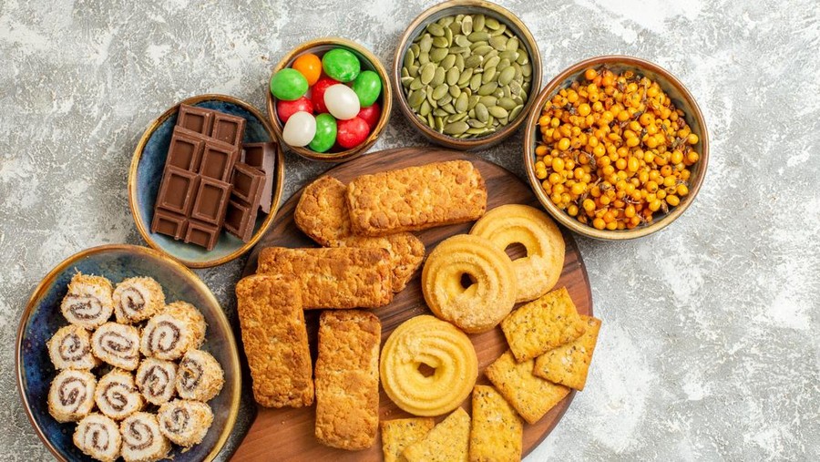 Ilustrasi makanan ringan camilan makanan manis snack