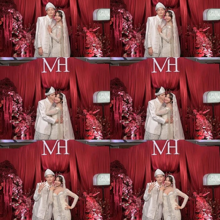 <p>Pada <em>postingan</em> itu, Meyden dan sang suami terlihat berbagi momen ketika mengenakan busana pengantin akad nikah dan resepsi. Untuk akad, keduanya tampil dengan busana warna putih. Sedangkan, resepsi mereka mengenakan warna merah.&nbsp;(Foto: Instagram@btr_meyden/@evos.kyyg)</p>