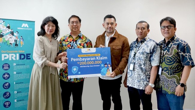 Ahli Waris Terima Pembayaran Klaim Rp200 Juta dari Mega Insurance Mega Insurance melalui Mega Proteksi Diri membayar klaim Rp 200.000.000 kepada Lim Efry, selaku ahli waris dari almarhum Hans Christian.