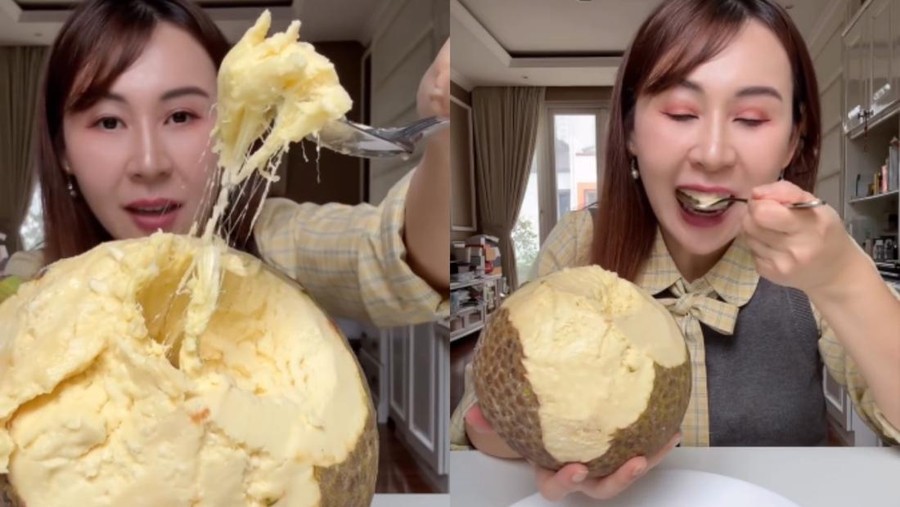 sukun Sibungbung makan sukun matang bertekstur lembut mirip es krim