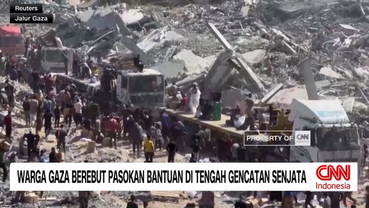 VIDEO: Warga Gaza Berebut Pasokan Bantuan di Tengah Gencatan Senjata