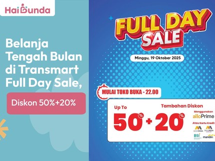 Belanja Tengah Bulan di Transmart Full Day Sale Yuk, Diskon 50%+20%