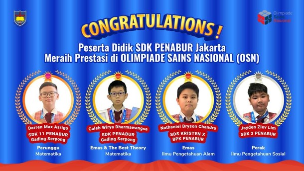 Empat Siswa SDK PENABUR Jakarta Berhasil Raih Medali OSN 2025