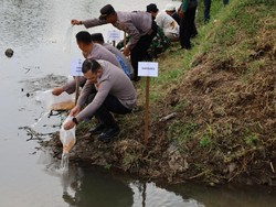 5.000 Benih Ikan Tombro Ditebar di Sungai Ngrowo Tulungagung