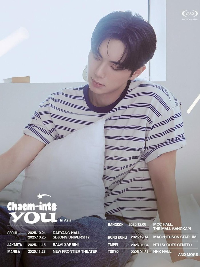 Varo Entertainment membagikan poster fan meeting Lee Chae Min bertajuk ‘Chaem-into You’, yang menampilkan jadwal dan list tour di beberapa negara Asia. Acara ini semakin spesial mengingat menjadi pertama bagi sang aktor sejak berkarier di industri hiburan.