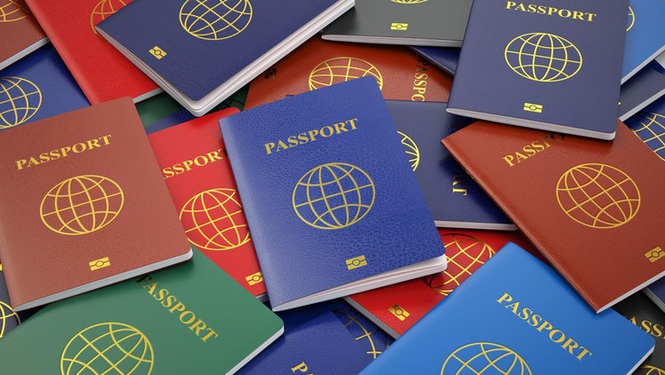 Passports, different types. Travel turism or customs concept background. 3d
