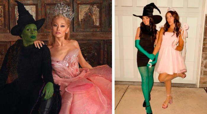 Kostum Halloween 2025: film Wicked. Tampil sebagai dua ikon penyihir paling terkenal dalam versi modern/Foto: instagram.com/platosclosetperrysburg/pinterest.com/keylimegrl