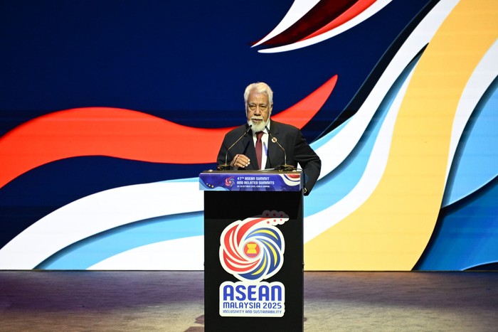 Perdana Menteri Timor Leste, Xanana Gusmão, di KTT ASEAN ke-47. Jadi momen bersejarah bergabungnya Timor Leste sebagai negara anggota ASEAN ke-11.