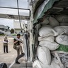 Petugas Badan Nasional Penanggulangan Bencana (BNPB) memeriksa bahan semai untuk Operasi Modifikasi Cuaca (OMC) yang telah dimuat ke dalam pesawat Cessna 208 Caravan PK-SNM di Bandara Internasional Jenderal Ahmad Yani, Semarang, Jawa Tengah, Senin (2